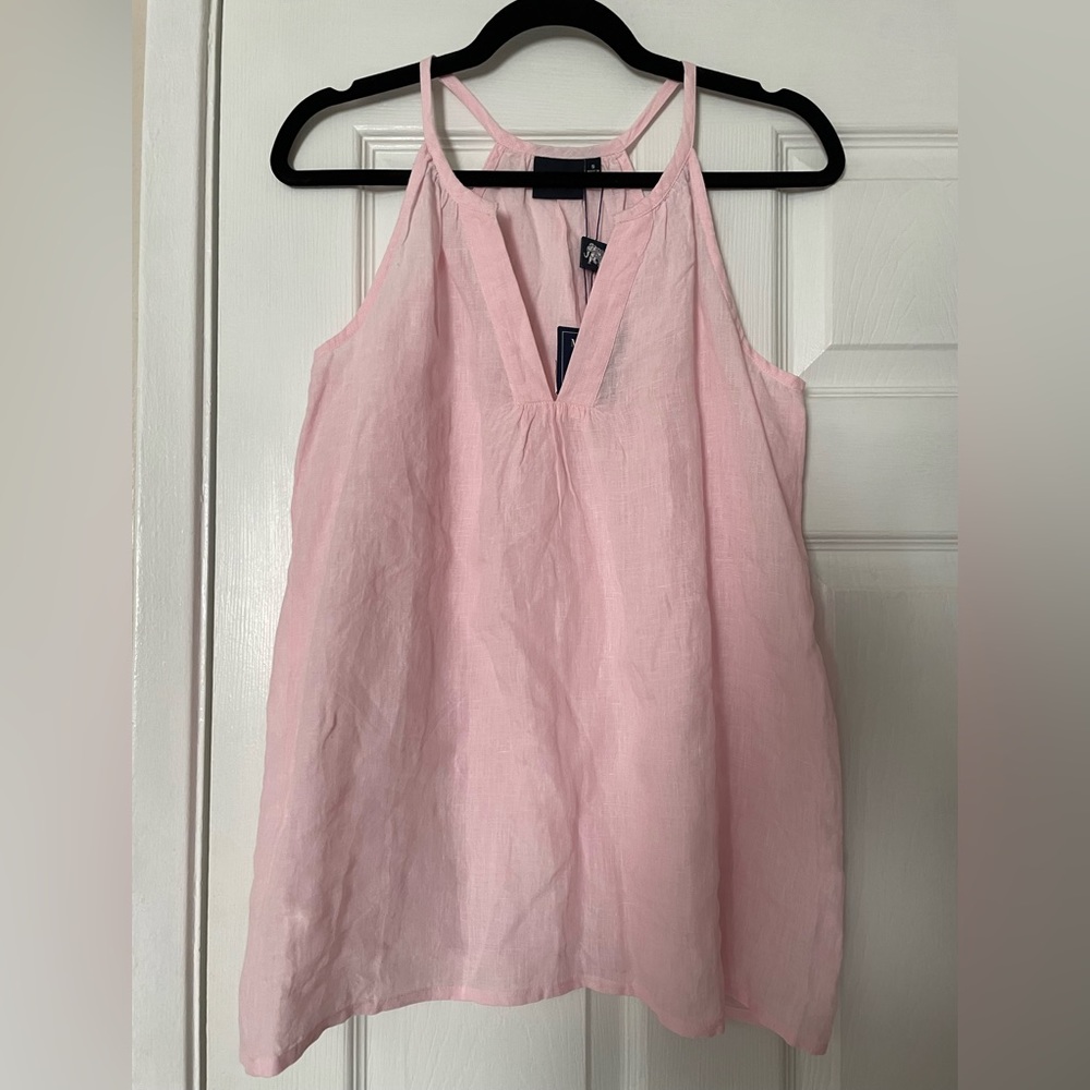$86 NWT Madison Mathews Linen Pink Sleeveless Top Small